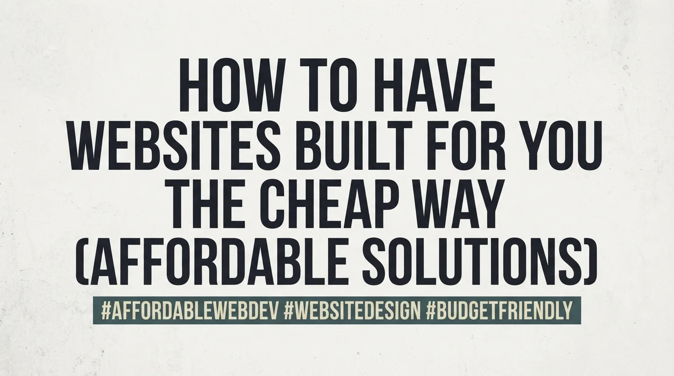 How To Have Websites Built For You The Cheap Way